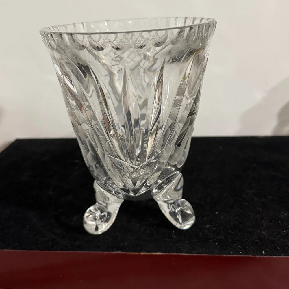 Beautiful Vintage West Germany Cornucopia Vase Hand Cut and Etched Crystal